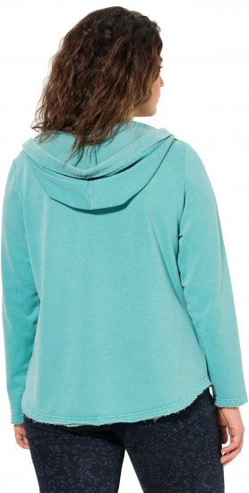 Ulla Popken Open Edged Long Sleeve V-Neck Hoodie Mint Green - Mikiny & mikiny bez kapucne - 