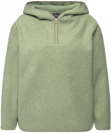 Ulla Popken Teddy Plush Long Sleeve Hoodie Sage Green - Mikiny & mikiny bez kapucne - 