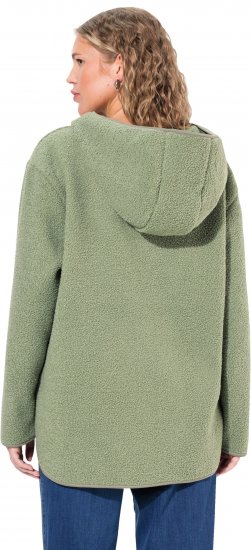 Ulla Popken Teddy Plush Long Sleeve Hoodie Sage Green - Mikiny & mikiny bez kapucne - 