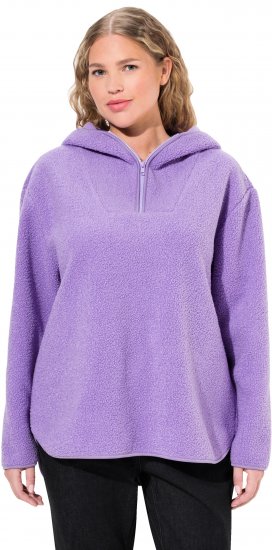 Ulla Popken Teddy Plush Long Sleeve Hoodie Pale Lilac - Mikiny & mikiny bez kapucne - 