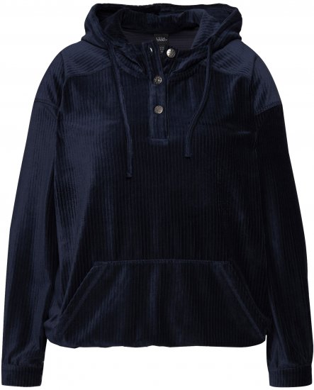 Ulla Popken Corduroy Hoodie Navy - Mikiny & mikiny bez kapucne - 