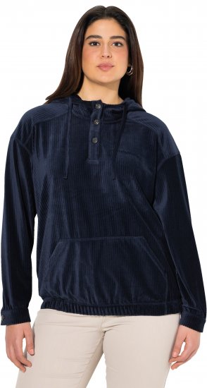 Ulla Popken Corduroy Hoodie Navy - Mikiny & mikiny bez kapucne - 