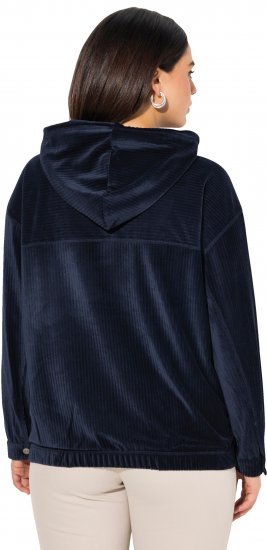 Ulla Popken Corduroy Hoodie Navy - Mikiny & mikiny bez kapucne - 