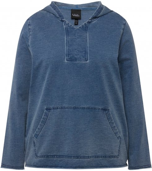 Ulla Popken Raw Hem Long Sleeve Hoodie Night Blue - Mikiny & mikiny bez kapucne - 