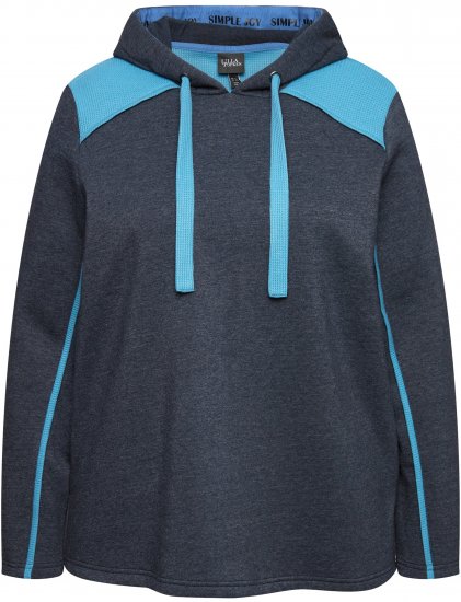 Ulla Popken Waffle Pique Contrast Color Hoodie Navy - Mikiny & mikiny bez kapucne - 
