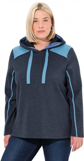 Ulla Popken Waffle Pique Contrast Color Hoodie Navy - Mikiny & mikiny bez kapucne - 