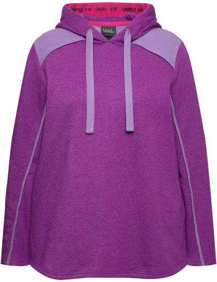 Ulla Popken Waffle Pique Contrast Color Hoodie Dark Purple - Mikiny & mikiny bez kapucne - 