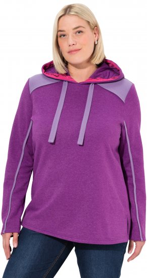 Ulla Popken Waffle Pique Contrast Color Hoodie Dark Purple - Mikiny & mikiny bez kapucne - 