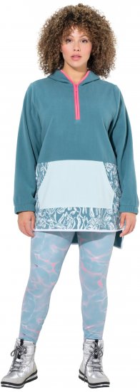 Ulla Popken Floral Detail Fleece Hoodie Ice Green - Mikiny & mikiny bez kapucne - 