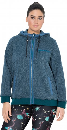 Ulla Popken Fleece-Lined Hoodie Dark Petrol - Mikiny & mikiny bez kapucne - 