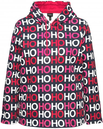 Ulla Popken Ho Ho Ho Lettering Hooded Sweatshirt Navy - Mikiny & mikiny bez kapucne - 