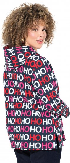 Ulla Popken Ho Ho Ho Lettering Hooded Sweatshirt Navy - Mikiny & mikiny bez kapucne - 