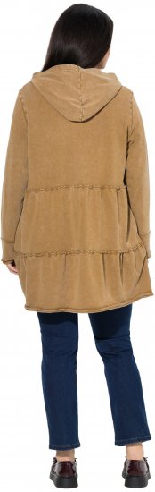 Ulla Popken Tiered Flounce Panel Zip Up Hoodie Mocha Brown - Mikiny & mikiny bez kapucne - 