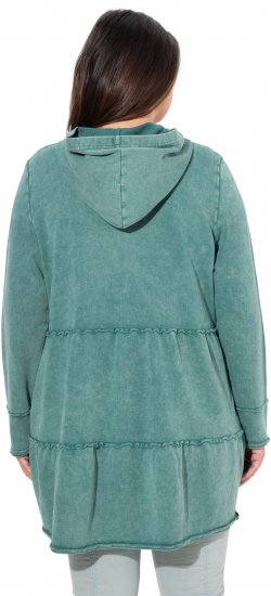 Ulla Popken Tiered Flounce Panel Zip Up Hoodie Green - Mikiny & mikiny bez kapucne - 