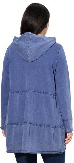 Ulla Popken Tiered Flounce Panel Zip Up Hoodie Atlantic Blue - Mikiny & mikiny bez kapucne - 