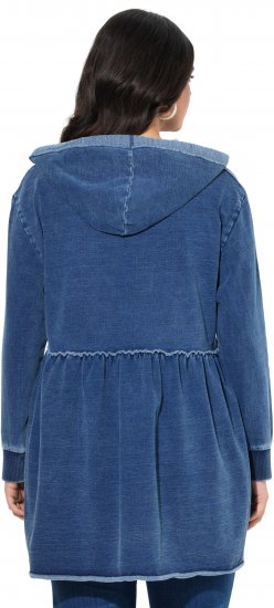 Ulla Popken Indigo Dyed Flounce Panel Hoodie Blue - Mikiny & mikiny bez kapucne - 