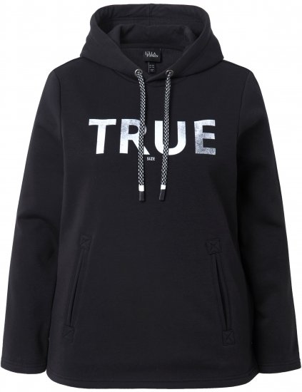 Ulla Popken TRUE Lettering Hoodie Black - Mikiny & mikiny bez kapucne - 