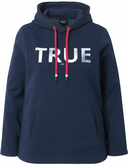 Ulla Popken TRUE Lettering Hoodie Navy Blue - Mikiny & mikiny bez kapucne - 