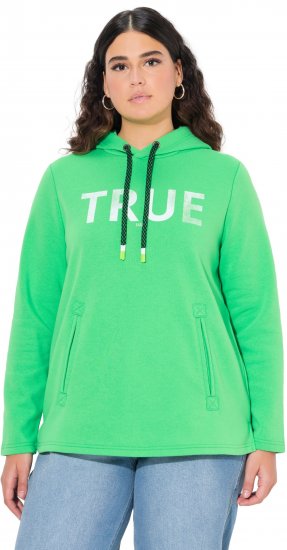 Ulla Popken TRUE Lettering Hoodie Mint Green - Mikiny & mikiny bez kapucne - 