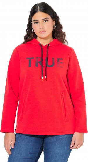 Ulla Popken TRUE Lettering Hoodie Neon Red - Mikiny & mikiny bez kapucne - 