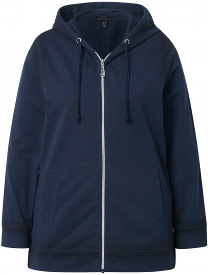 Ulla Popken Decorative Seam Zip-Up Hoodie Navy - Mikiny & mikiny bez kapucne - 