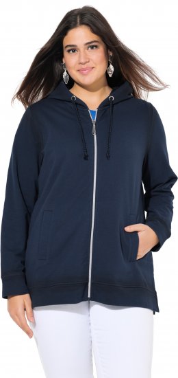 Ulla Popken Decorative Seam Zip-Up Hoodie Navy - Mikiny & mikiny bez kapucne - 