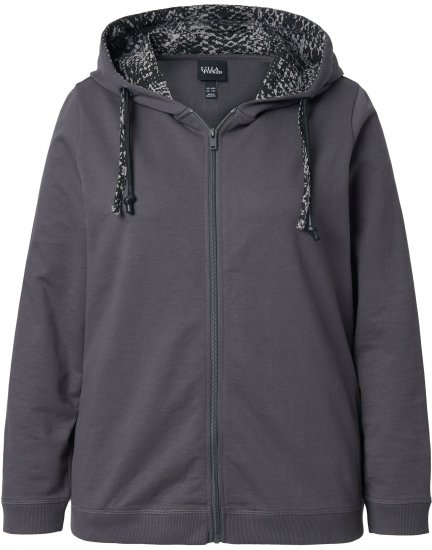 Ulla Popken Snake Detail Zip-Up Hoodie Graphite Grey - Mikiny & mikiny bez kapucne - 