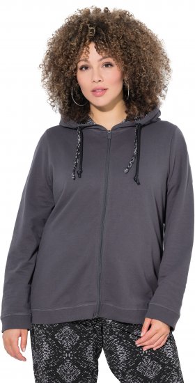 Ulla Popken Snake Detail Zip-Up Hoodie Graphite Grey - Mikiny & mikiny bez kapucne - 