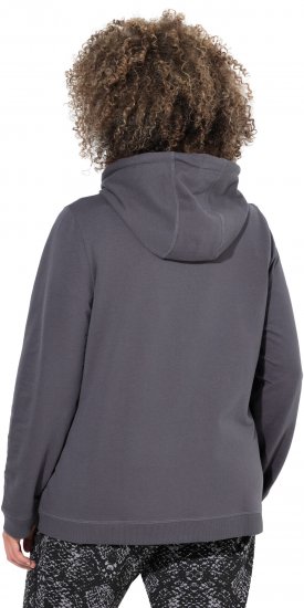 Ulla Popken Snake Detail Zip-Up Hoodie Graphite Grey - Mikiny & mikiny bez kapucne - 