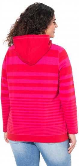 Ulla Popken Oversized Striped Long Sleeve Hoodie Lychee - Mikiny & mikiny bez kapucne - 