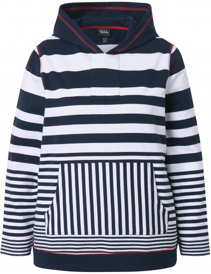 Ulla Popken Oversized Striped Long Sleeve Hoodie Ink Blue - Mikiny & mikiny bez kapucne - 