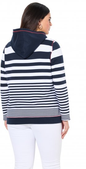 Ulla Popken Oversized Striped Long Sleeve Hoodie Ink Blue - Mikiny & mikiny bez kapucne - 