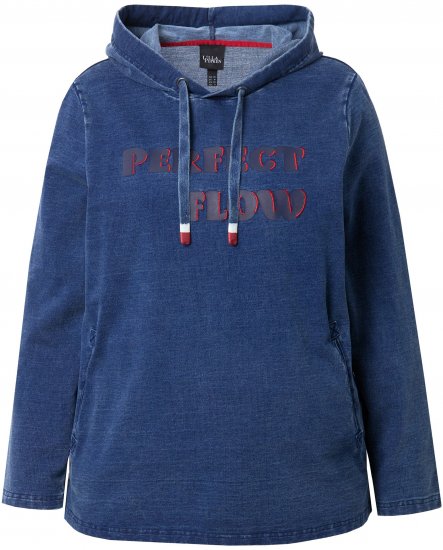 Ulla Popken Perfect Flow Embroidered Hoodie Indigo Denim - Mikiny & mikiny bez kapucne - 
