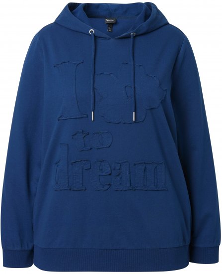 Ulla Popken Applique Lettering Hooded Sweatshirt Dark Blue - Mikiny & mikiny bez kapucne - 