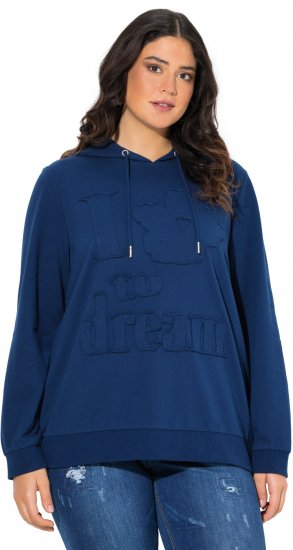 Ulla Popken Applique Lettering Hooded Sweatshirt Dark Blue - Mikiny & mikiny bez kapucne - 