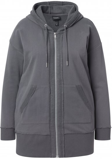 Ulla Popken Decorative Seam Zip-Up Hoodie Graphite Grey - Mikiny & mikiny bez kapucne - 