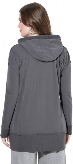 Ulla Popken Decorative Seam Zip-Up Hoodie Graphite Grey - Mikiny & mikiny bez kapucne - 