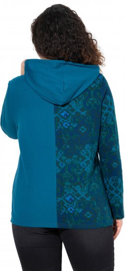 Ulla Popken Split Print LOVE Hoodie Teal - Mikiny & mikiny bez kapucne - 
