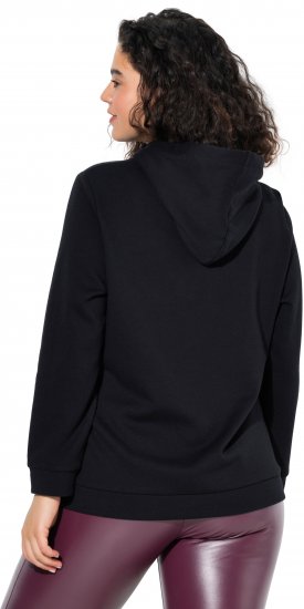 Ulla Popken Decorative Lace-Up Hoodie Black - Mikiny & mikiny bez kapucne - 
