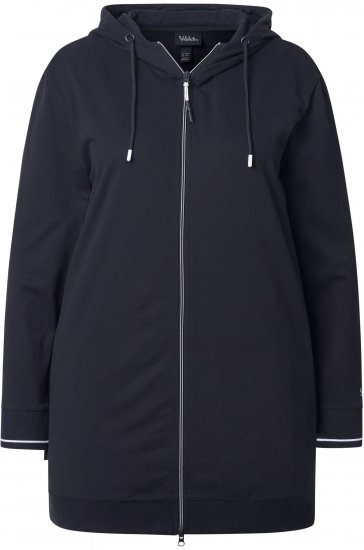 Ulla Popken Contrast Piping Zip-Up Hoodie Black - Mikiny & mikiny bez kapucne - 