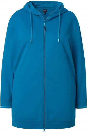 Ulla Popken Contrast Piping Zip-Up Hoodie Smoke Blue - Mikiny & mikiny bez kapucne - 