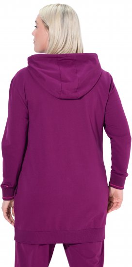 Ulla Popken Contrast Piping Zip-Up Hoodie Pink Berry - Mikiny & mikiny bez kapucne - 