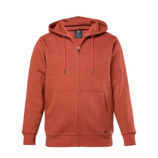 JP1880 Hoodie With Zipper Brick Brown - Mikiny & mikiny bez kapucne - Mikiny & Mikiny s Kapucňou 2XL-12XL