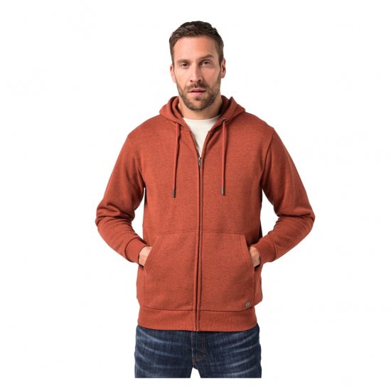 JP1880 Hoodie With Zipper Brick Brown - Mikiny & mikiny bez kapucne - Mikiny & Mikiny s Kapucňou 2XL-12XL