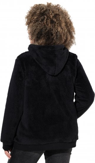 Ulla Popken Teddy Fleece Zip-Up Hoodie Black - Mikiny & mikiny bez kapucne - 