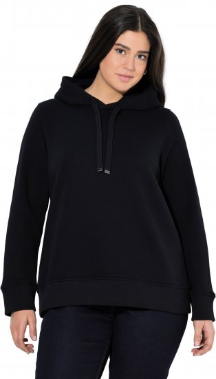 Ulla Popken Relaxed Fit Long Sleeve Hoodie Black - Mikiny & mikiny bez kapucne - 