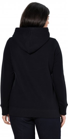 Ulla Popken Relaxed Fit Long Sleeve Hoodie Black - Mikiny & mikiny bez kapucne - 