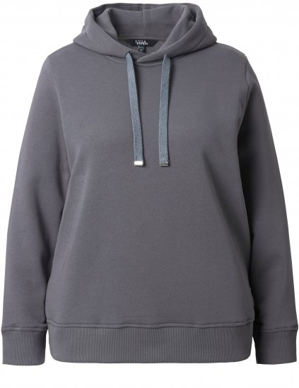 Ulla Popken Relaxed Fit Long Sleeve Hoodie Graphite Grey - Mikiny & mikiny bez kapucne - 