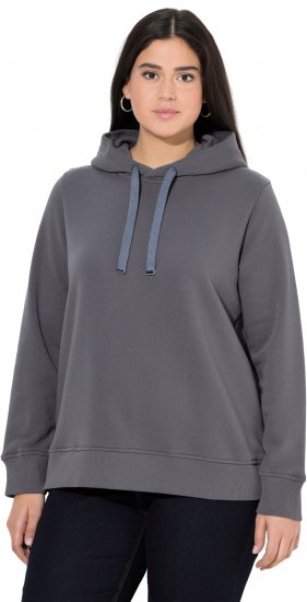 Ulla Popken Relaxed Fit Long Sleeve Hoodie Graphite Grey - Mikiny & mikiny bez kapucne - 