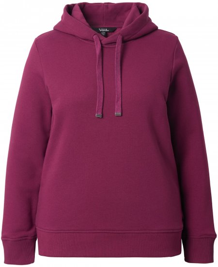 Ulla Popken Relaxed Fit Long Sleeve Hoodie Dark Berry - Mikiny & mikiny bez kapucne - 